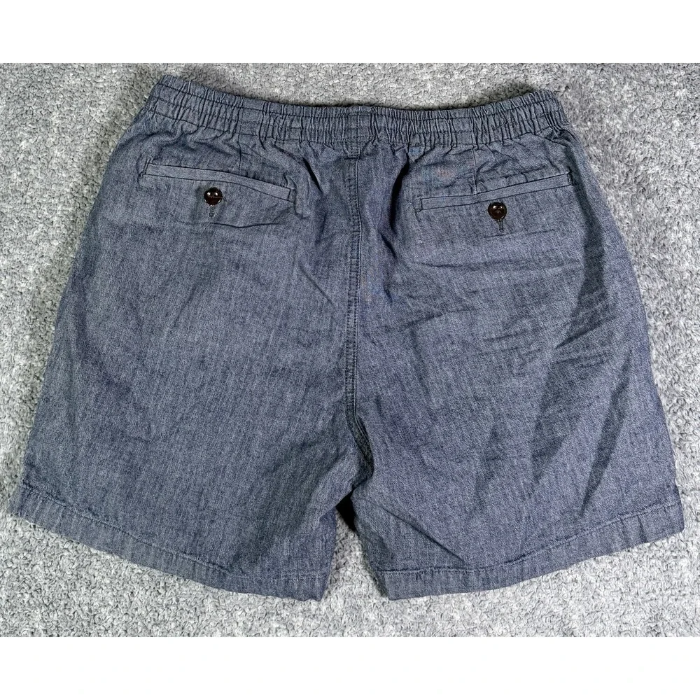 J Crew Dock Shorts Mens Medium Chambray Blue Drawstring Stretch Preppy 5